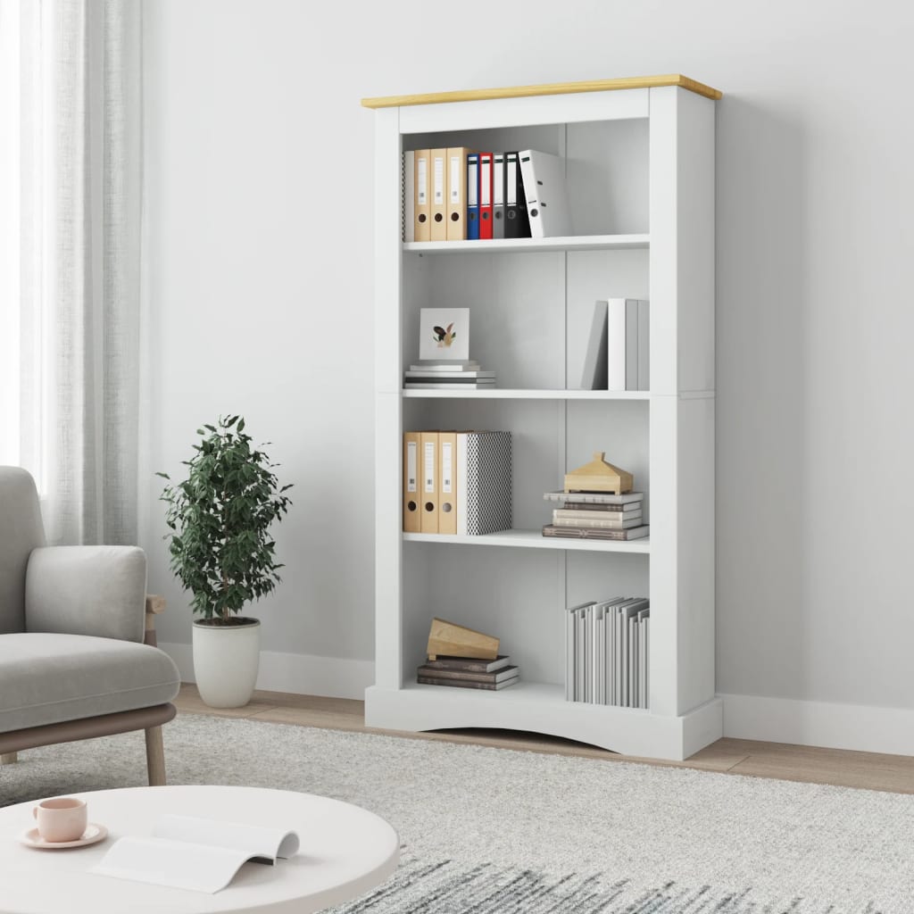 4-Tier Bookcase Mexican Pine Corona Range White 80x29x150 cm