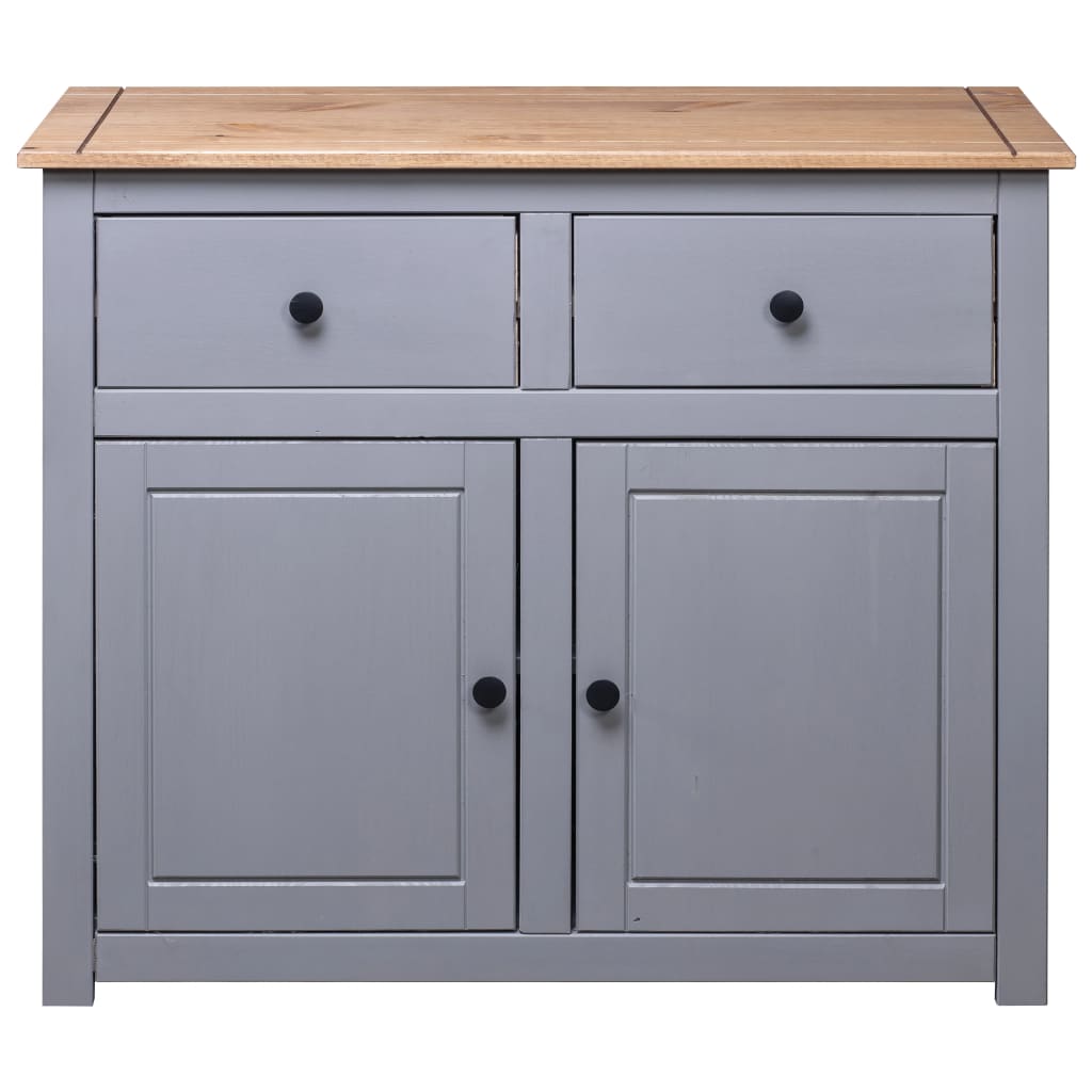 Sideboard Grey 93x40x80 cm Solid Pinewood Panama Range