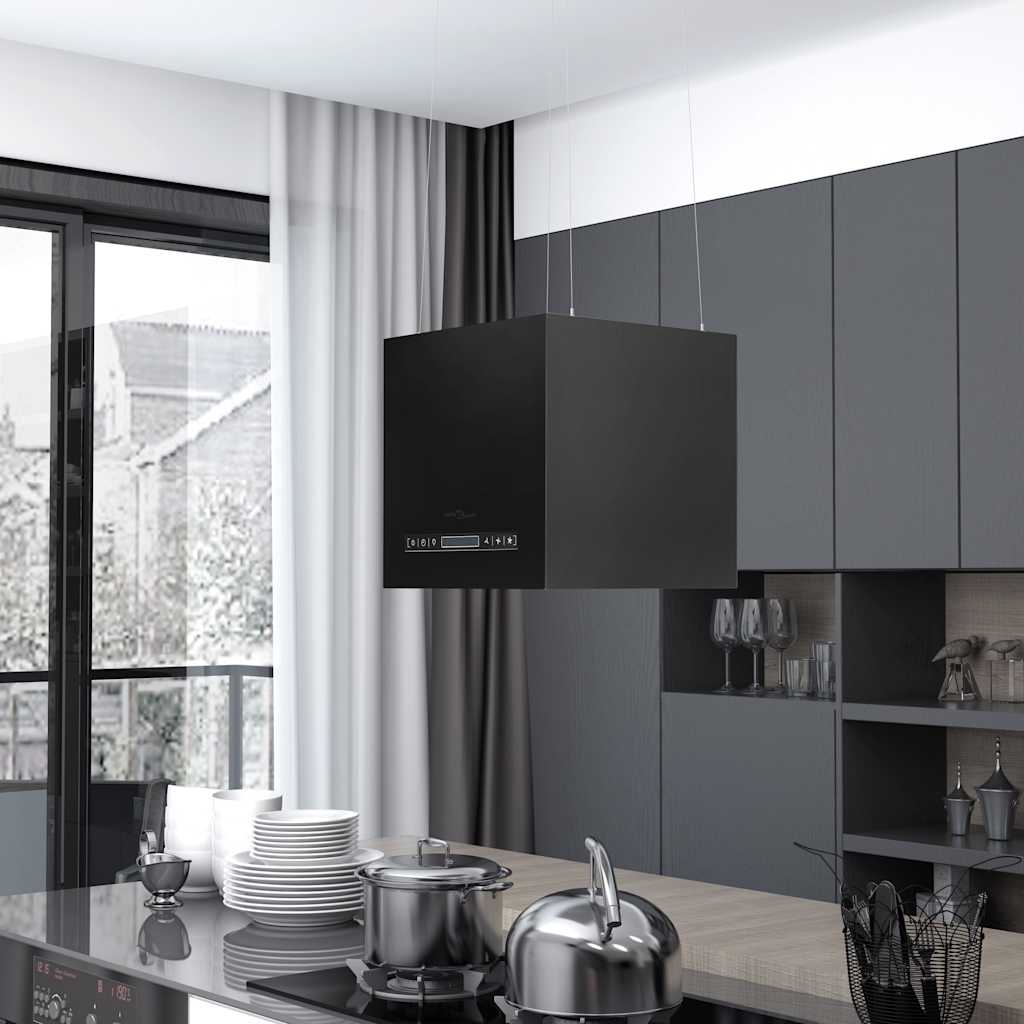Hanging Island Range Hood Touch Sensor LCD 37 cm Powder-coated Steel