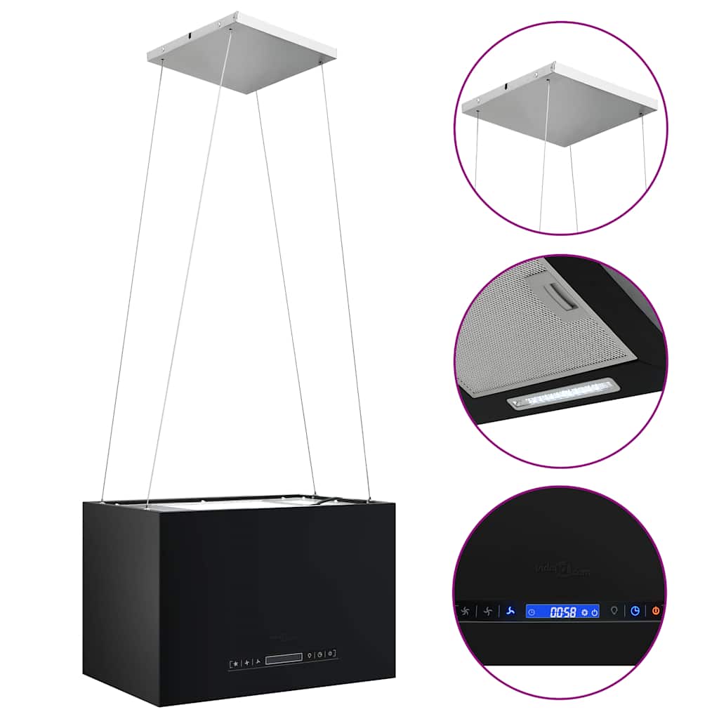 Hanging Island Range Hood Touch Sensor LCD 55 cm Powder-coated Steel