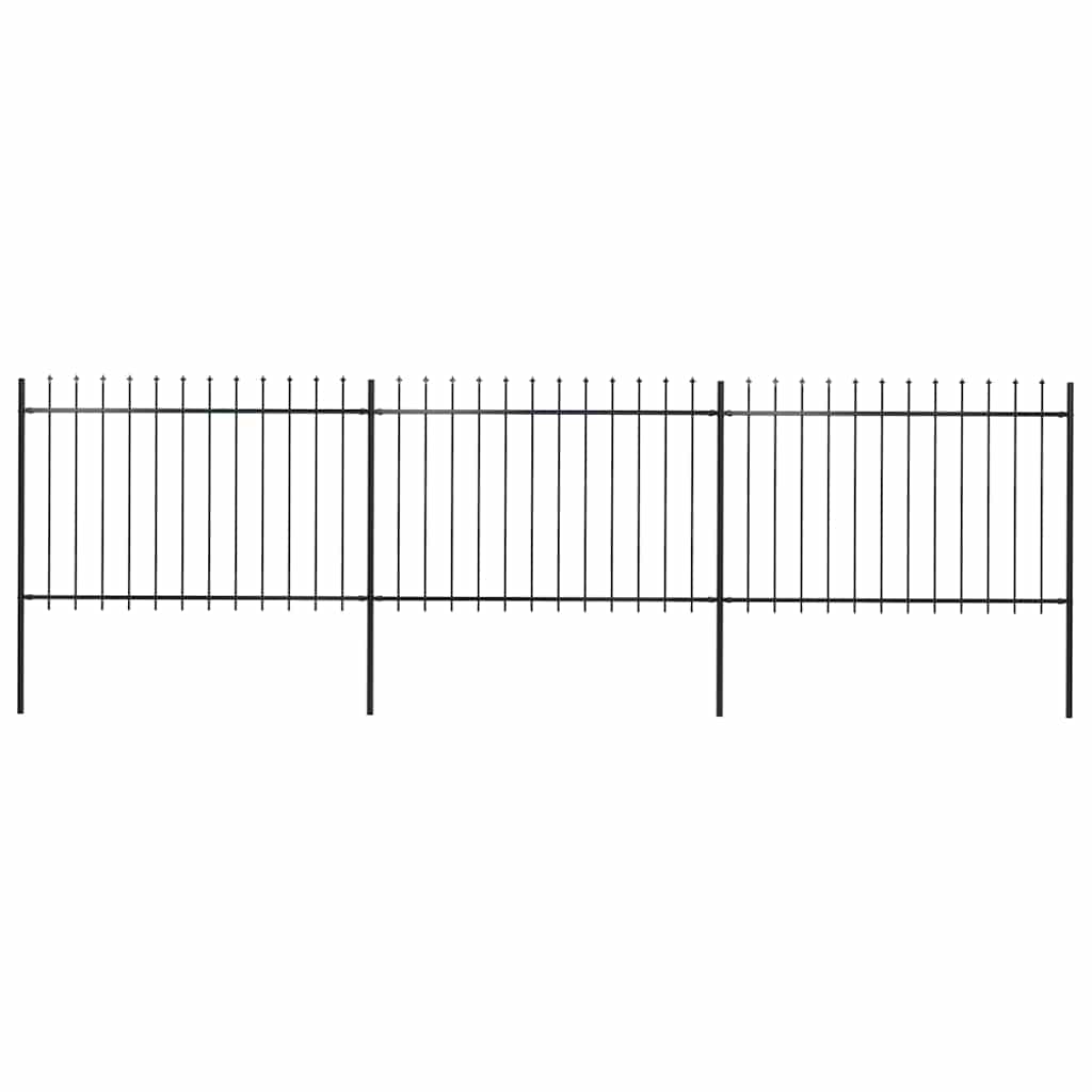 Garden Fence with Spear Top Steel 537x120 cm Black