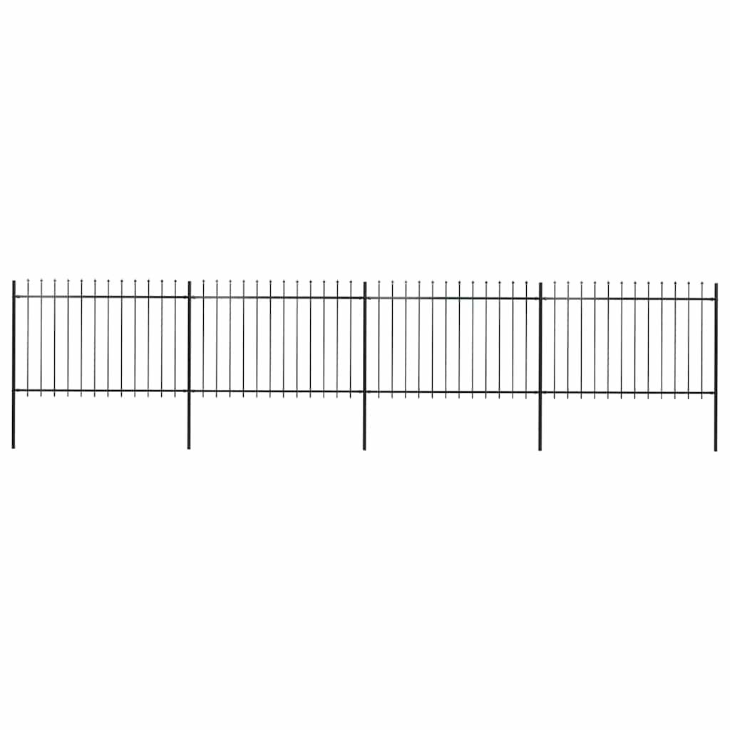 Garden Fence with Spear Top Steel 714.5x120 cm Black