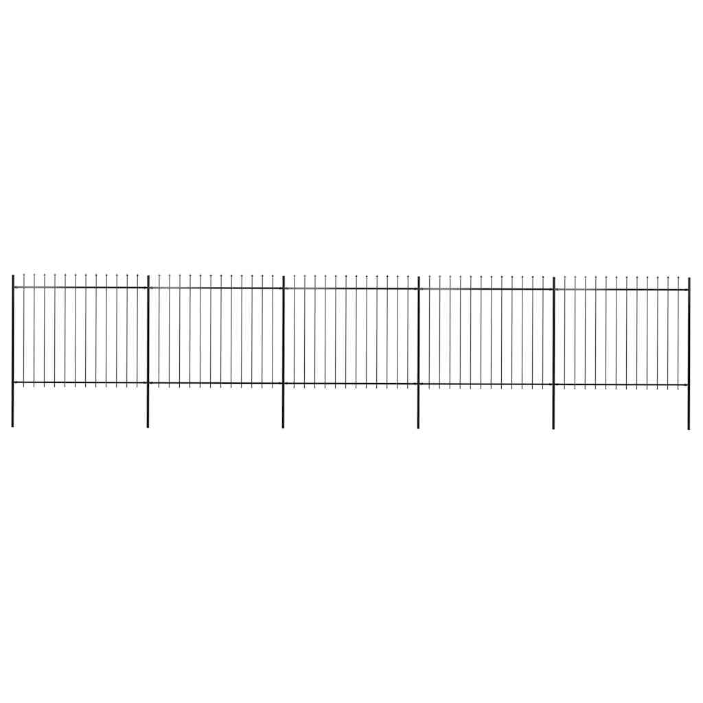 Garden Fence with Spear Top Steel 892.5x150 cm Black