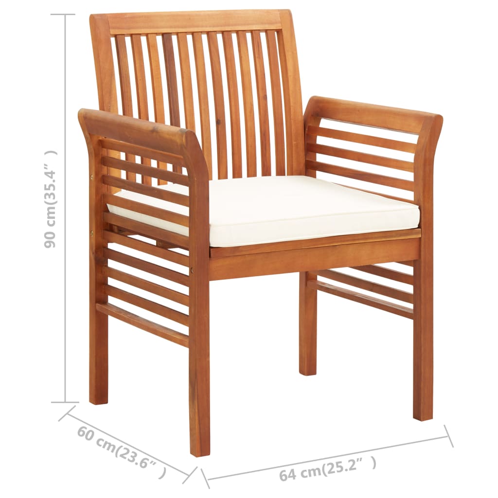 Garden Dining Chair with Cushion Solid Acacia Wood
