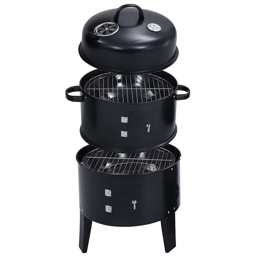 3-in-1 Charcoal Smoker BBQ Grill 40x80 cm