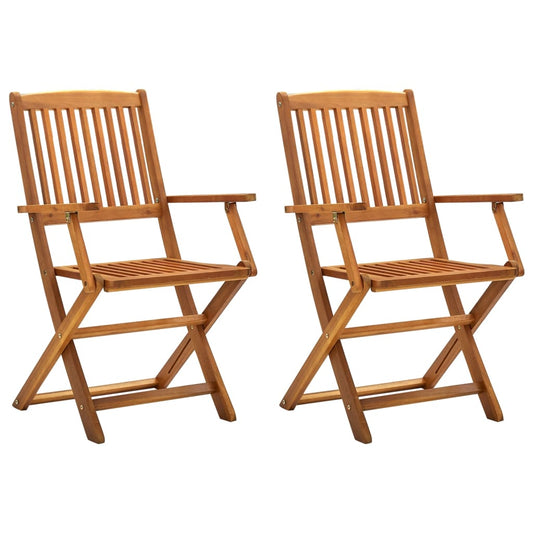 Folding Outdoor Chairs 2 pcs Solid Acacia Wood