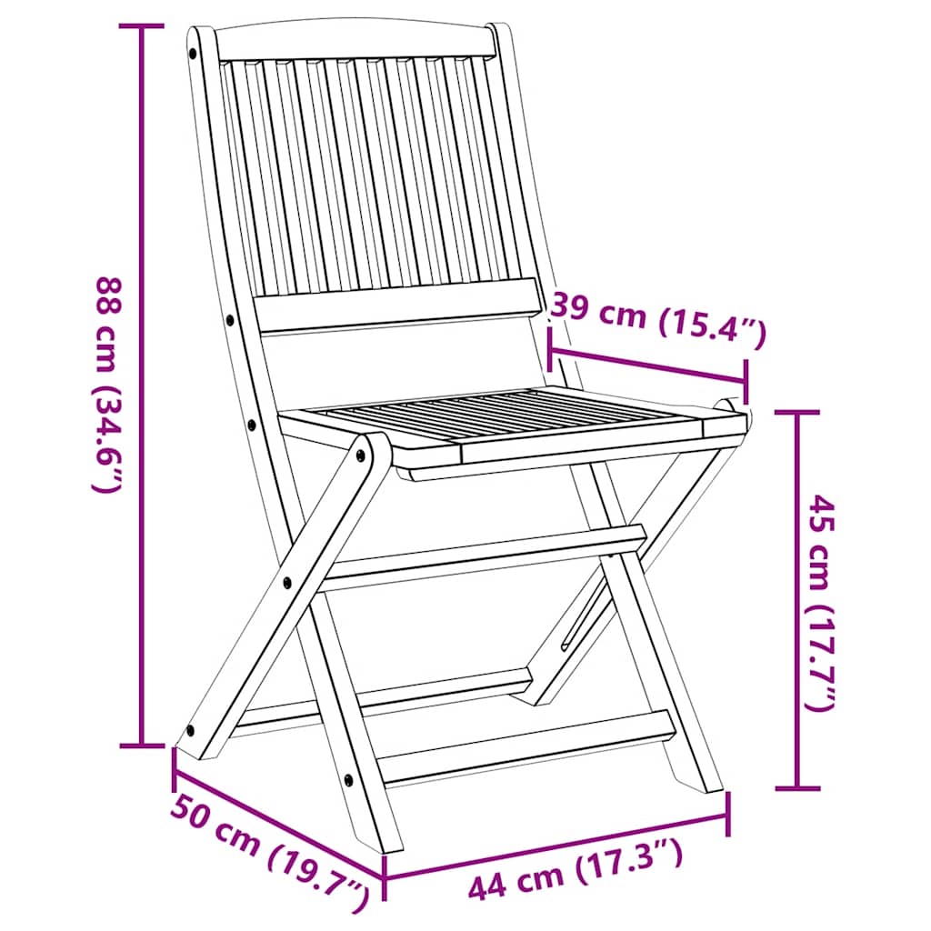 Folding Outdoor Chairs 2 pcs Solid Acacia Wood
