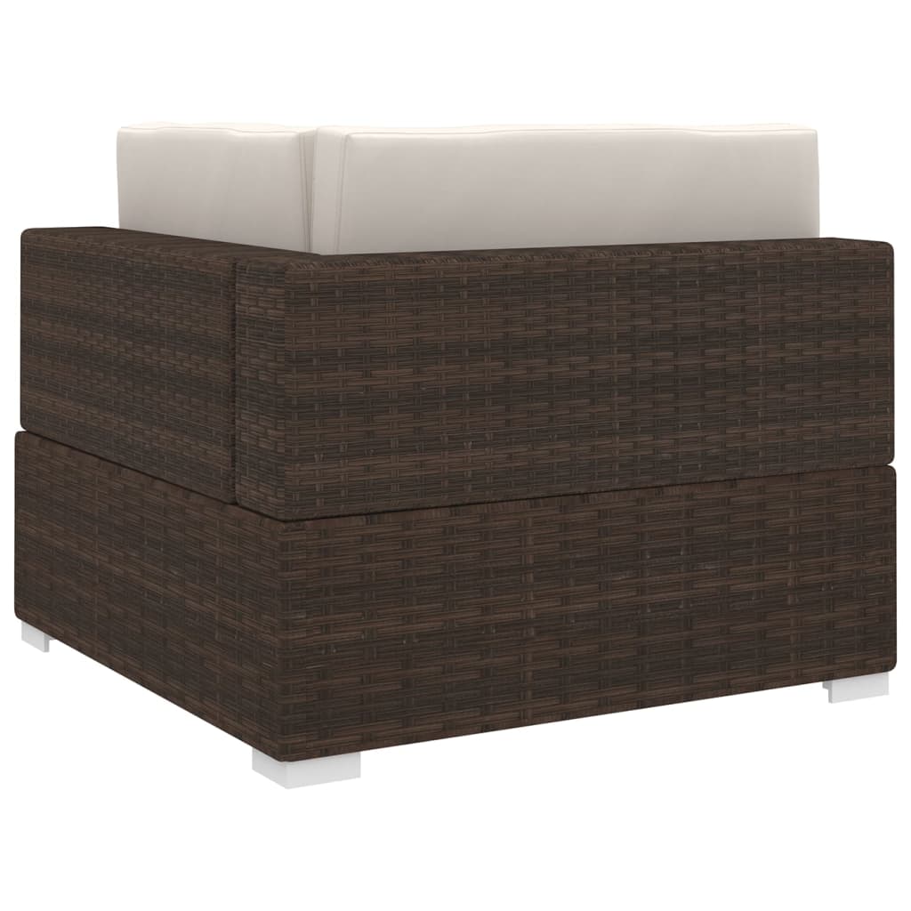 Sectional Corner Chair 1 pc with Cushions Poly Rattan Brown