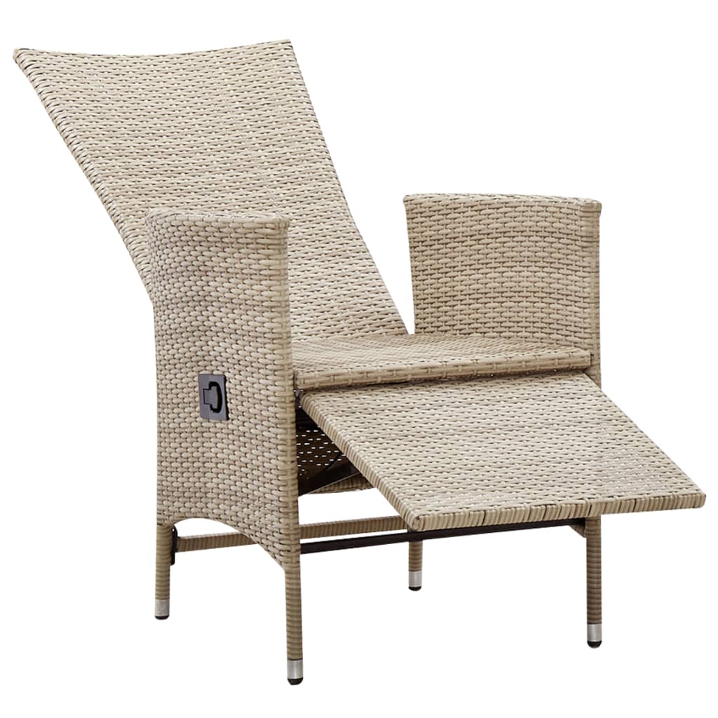 Reclining Garden Chairs 2 pcs with Cushions Poly Rattan Beige