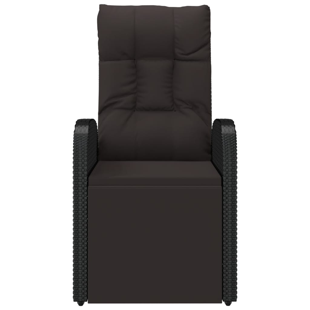 Reclining Garden Chair with Cushion Poly Rattan Black