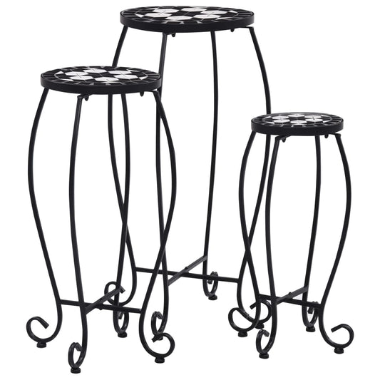 Mosaic Tables 3 pcs Black and White Ceramic