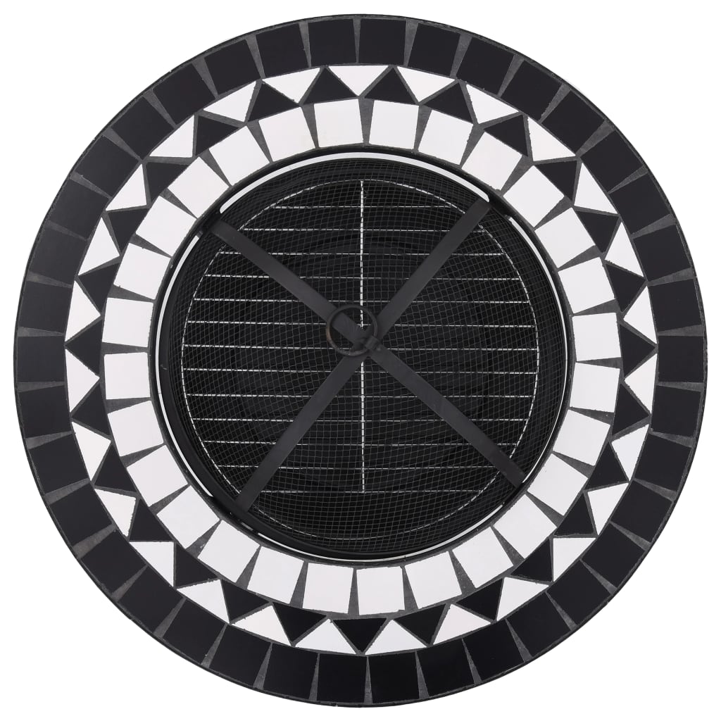 Mosaic Fire Pit Table Black and White 68 cm Ceramic