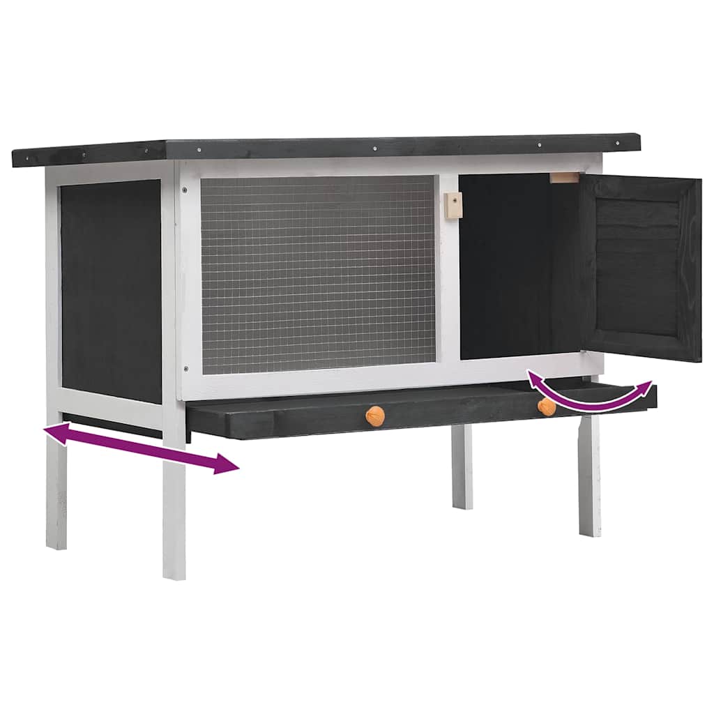 Outdoor Rabbit Hutch 1 Layer Grey Wood