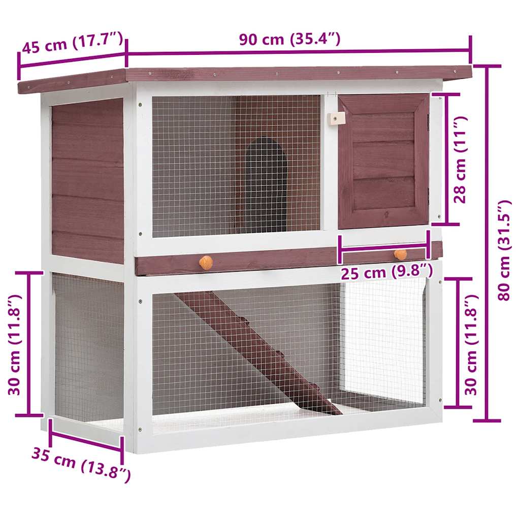 Outdoor Rabbit Hutch 1 Door Brown Wood