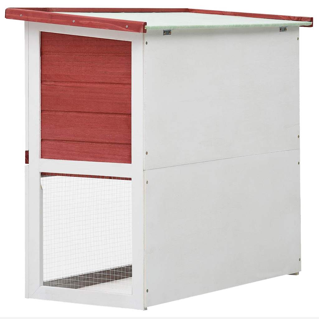 Outdoor Rabbit Hutch 1 Door Red Wood