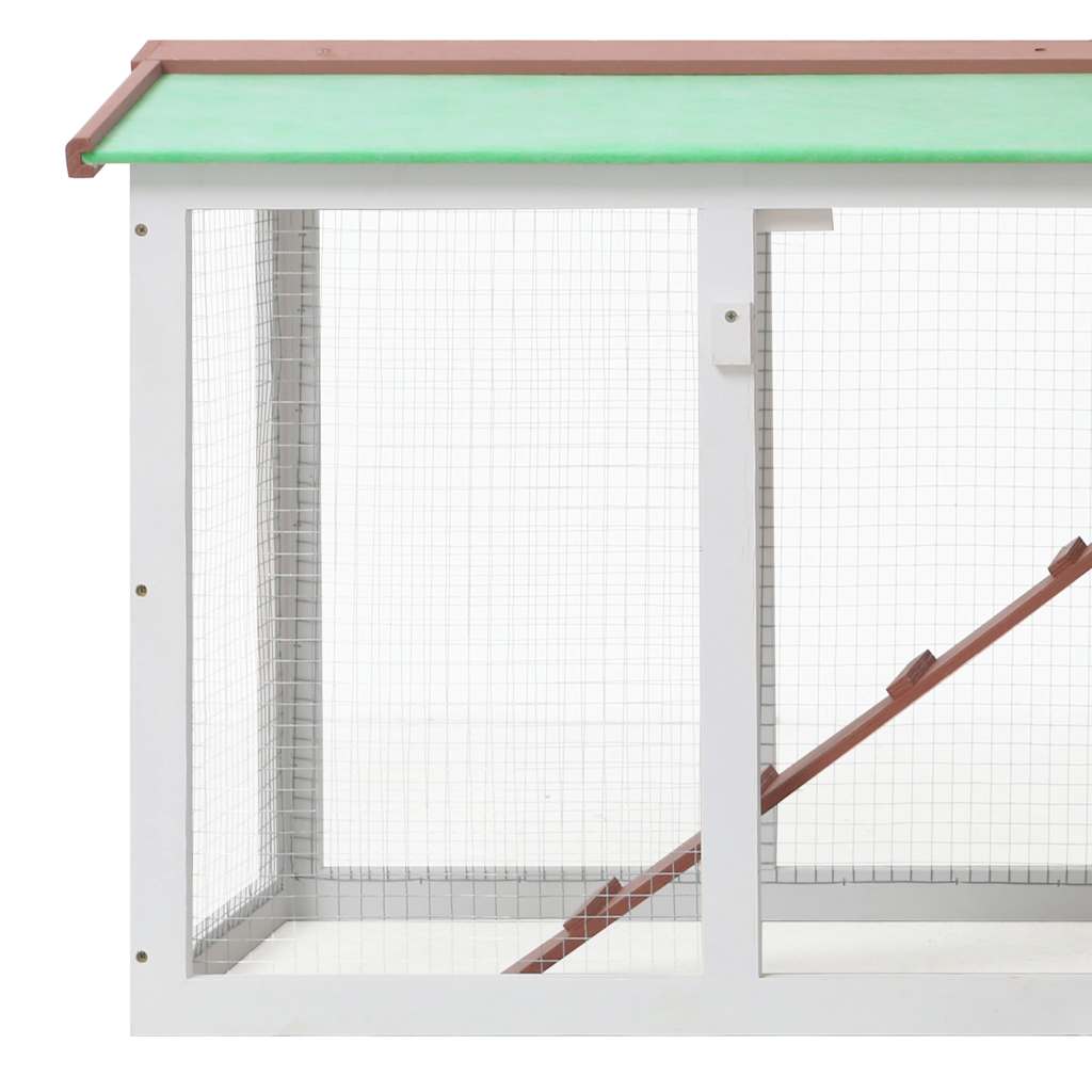 Outdoor Large Rabbit Hutch Brown and White 145x45x84 cm Wood