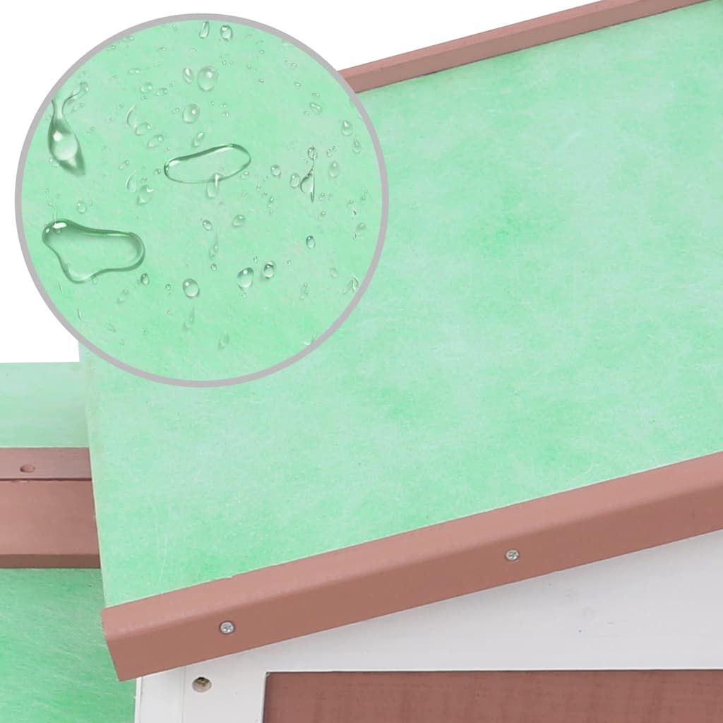 Outdoor Large Rabbit Hutch Brown and White 145x45x84 cm Wood