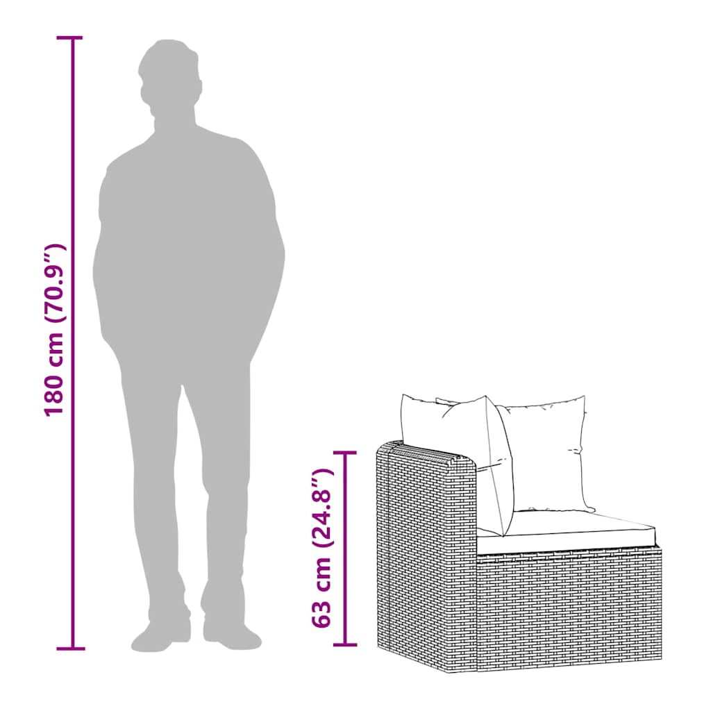 3 Piece Garden Sofa Set with Cushions Poly Rattan Black