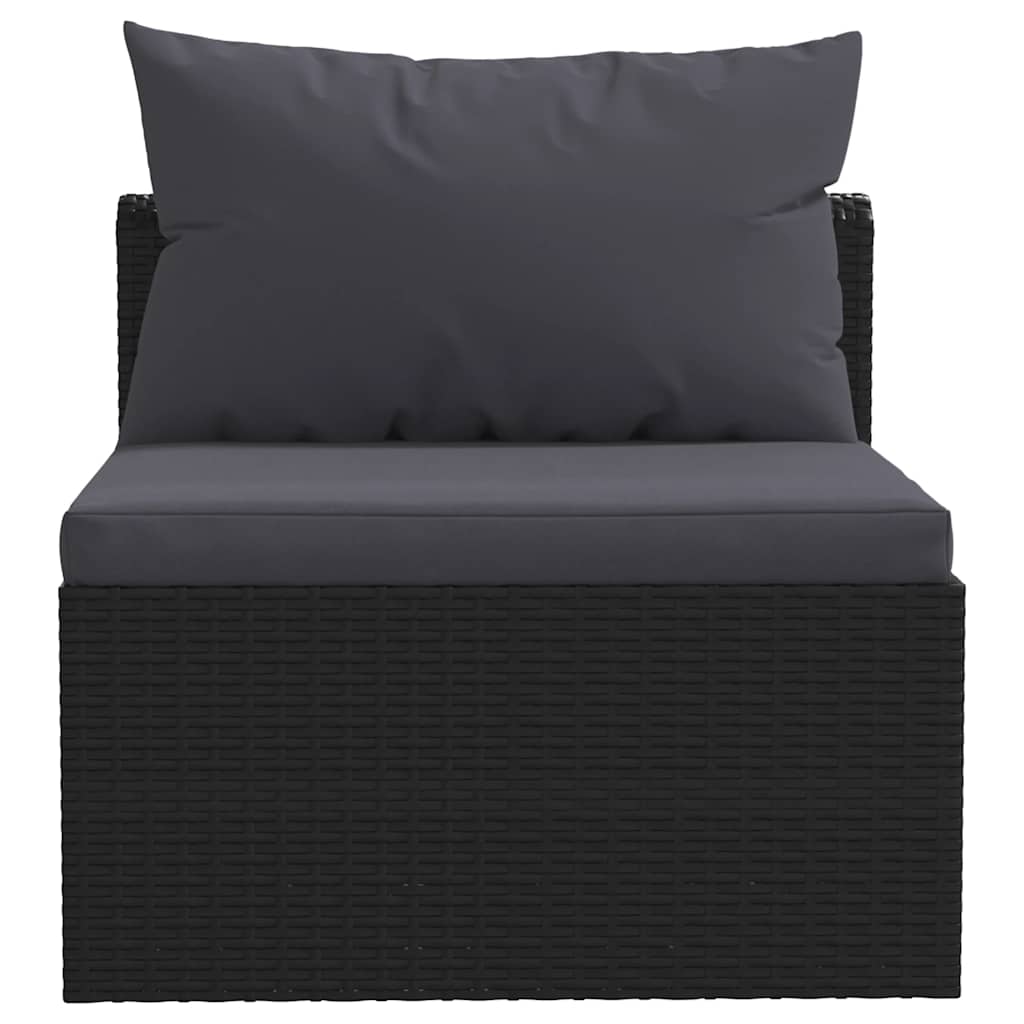 4 Piece Garden Sofa Set with Cushions Poly Rattan Black
