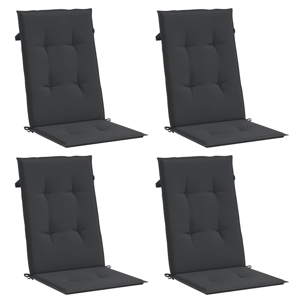 Garden Highback Chair Cushions 4 pcs Black 120x50x3 cm Fabric