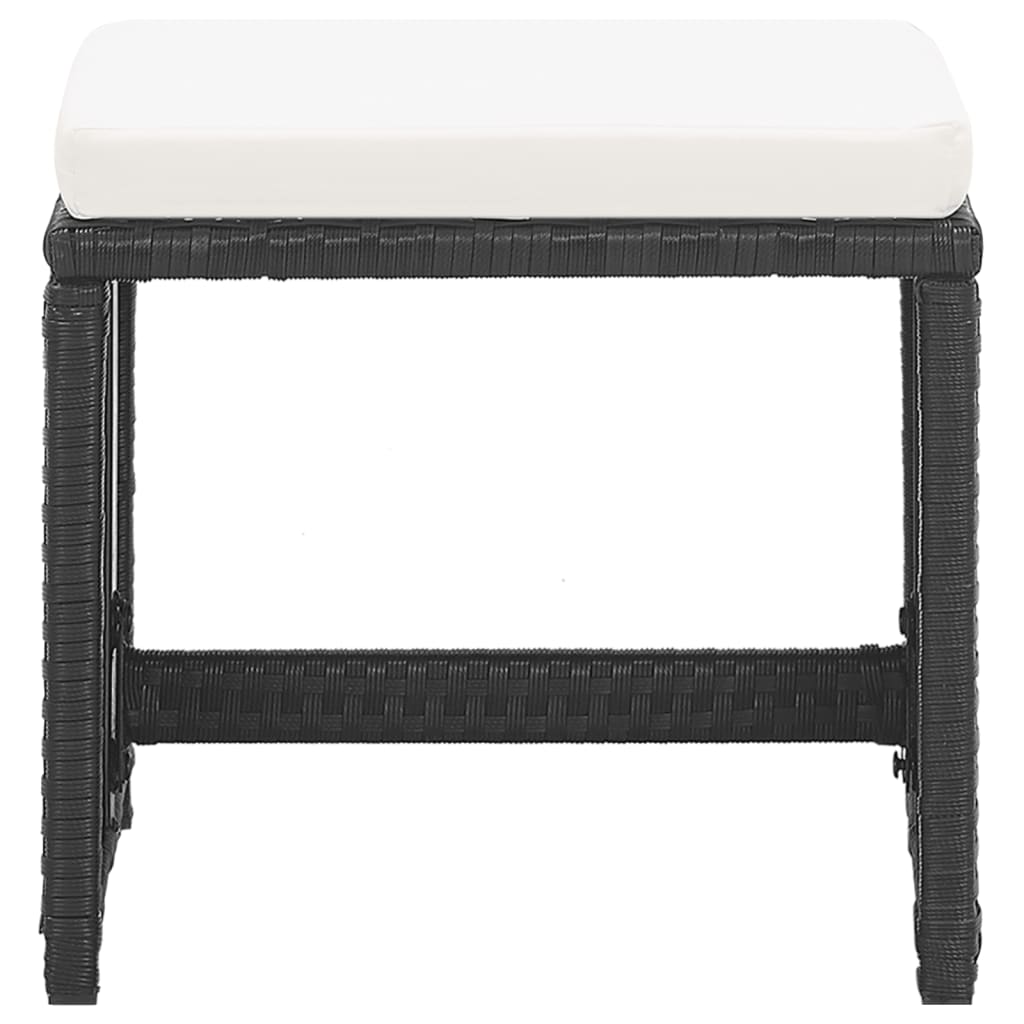 Garden Stools 2 pcs with Cushions Poly Rattan Black