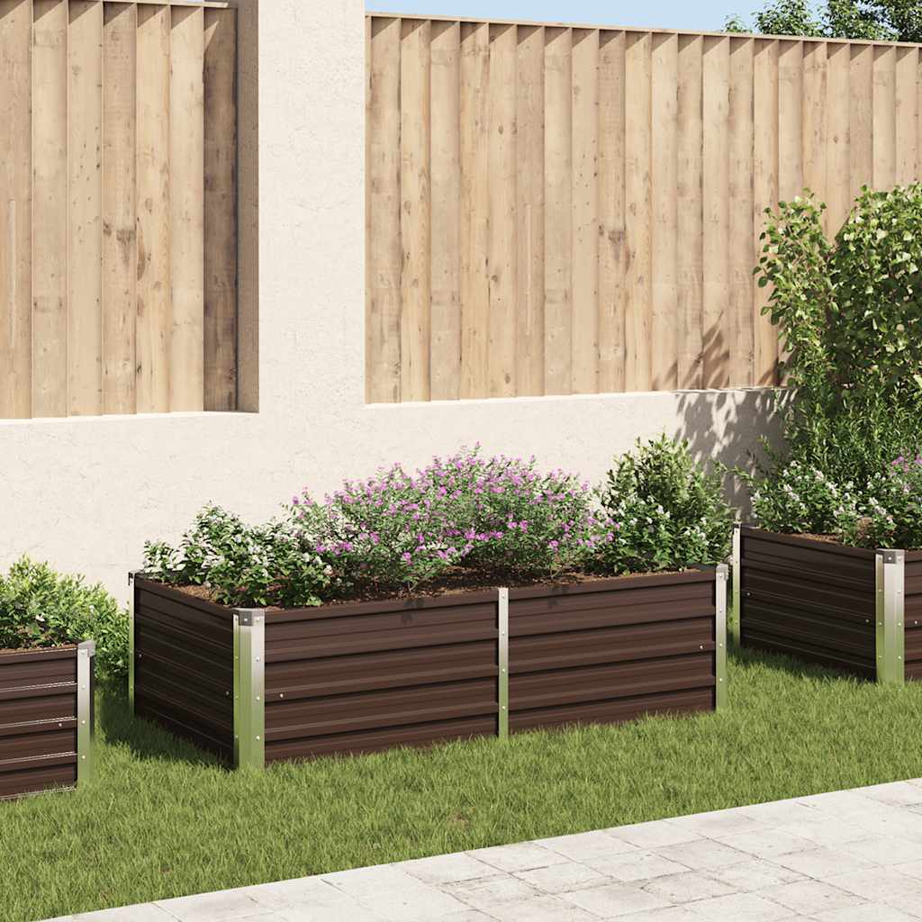 Raised Garden Bed 160x80x45 cm Galvanised Steel Brown