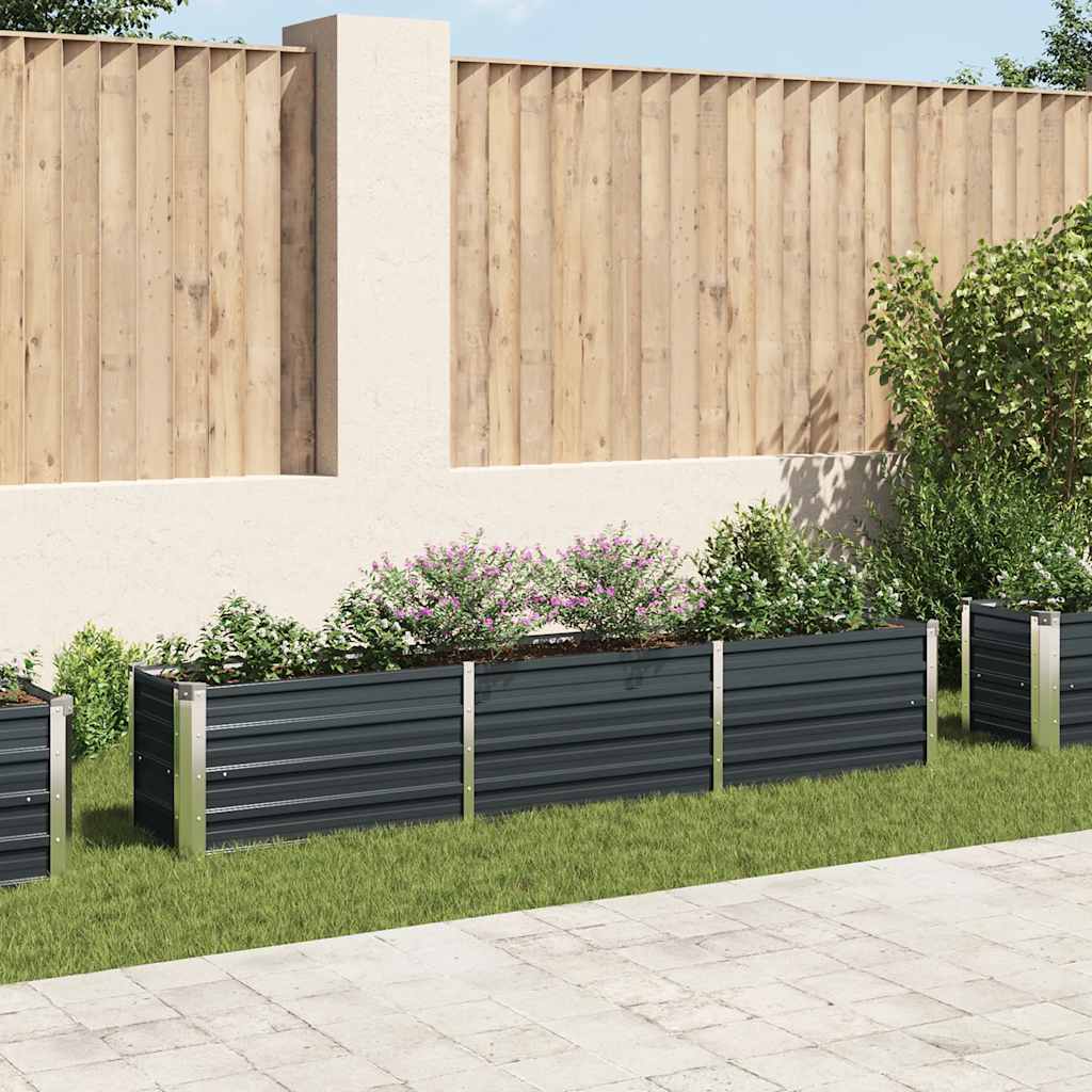 Garden Raised Bed Galvanised Steel 240x40x45 cm Anthracite