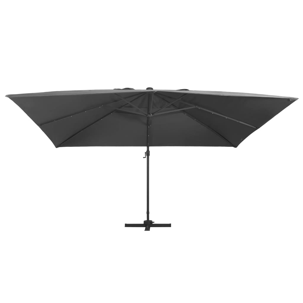 Cantilever Garden Parasol with LED Lights and Aluminium Pole 400x300 cm Anthracite