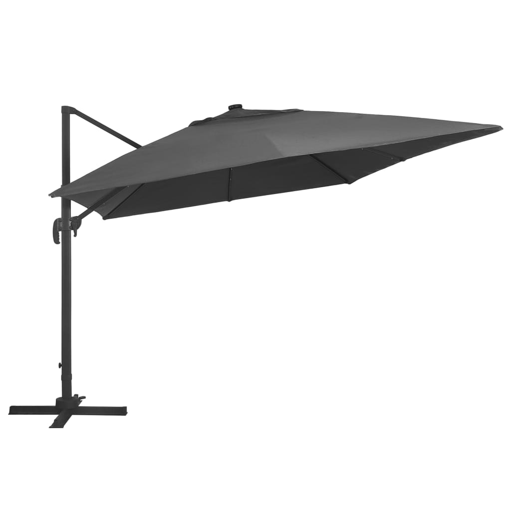Cantilever Garden Parasol with LED Lights and Aluminium Pole 400x300 cm Anthracite