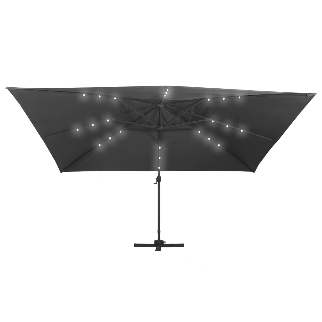 Cantilever Garden Parasol with LED Lights and Aluminium Pole 400x300 cm Anthracite
