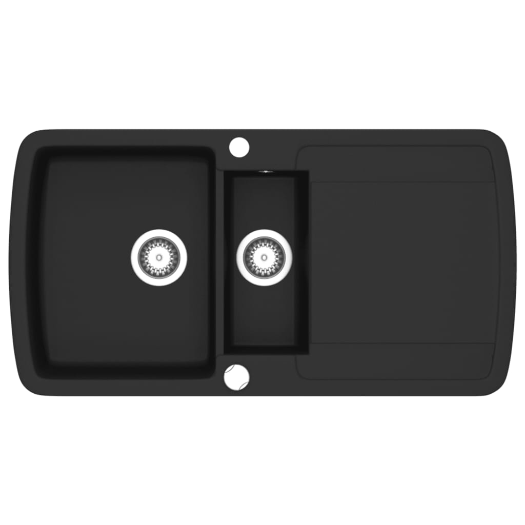 Granite Kitchen Sink Double Basin Black