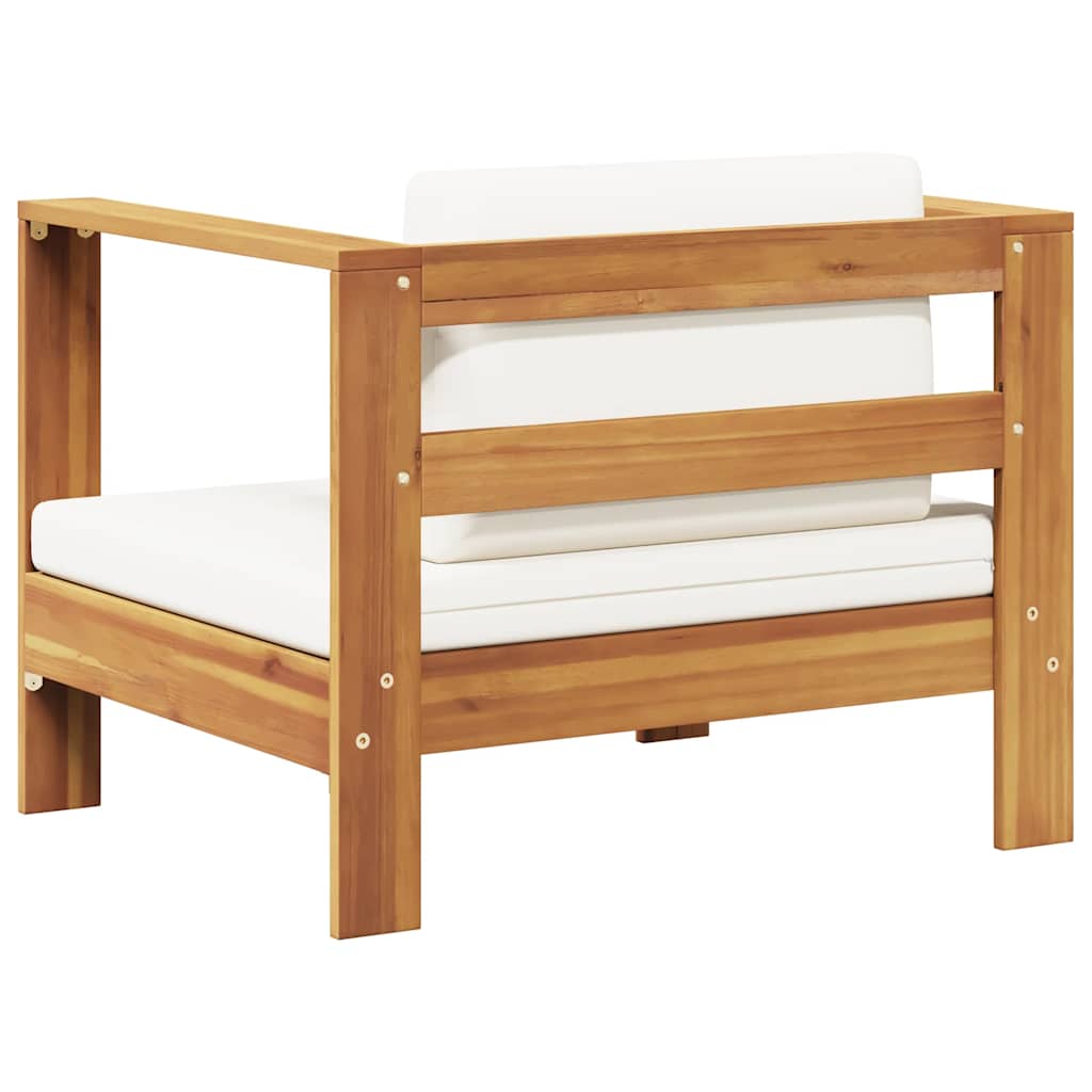 Garden Chair with Cushion Cream Solid Acacia Wood