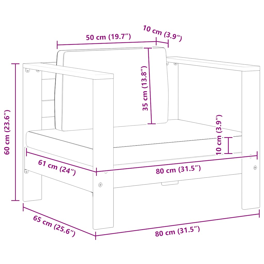 Garden Chair with Cushion Cream Solid Acacia Wood
