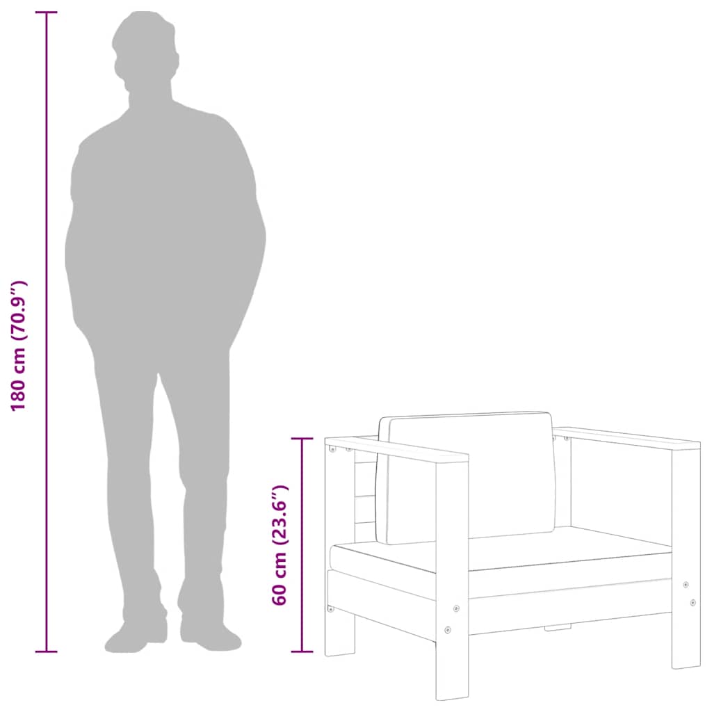 Garden Chair with Cushion Cream Solid Acacia Wood