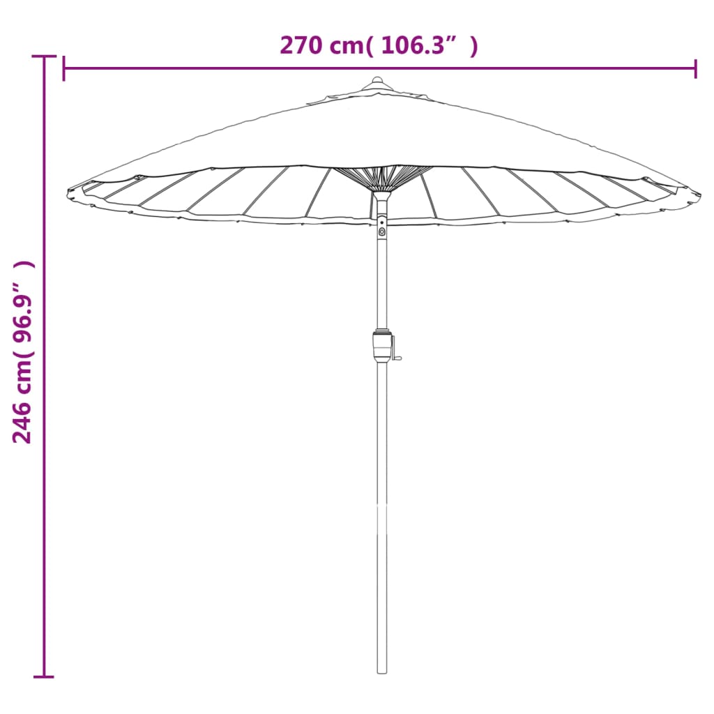 Garden Parasol with Aluminium Pole 270 cm Black
