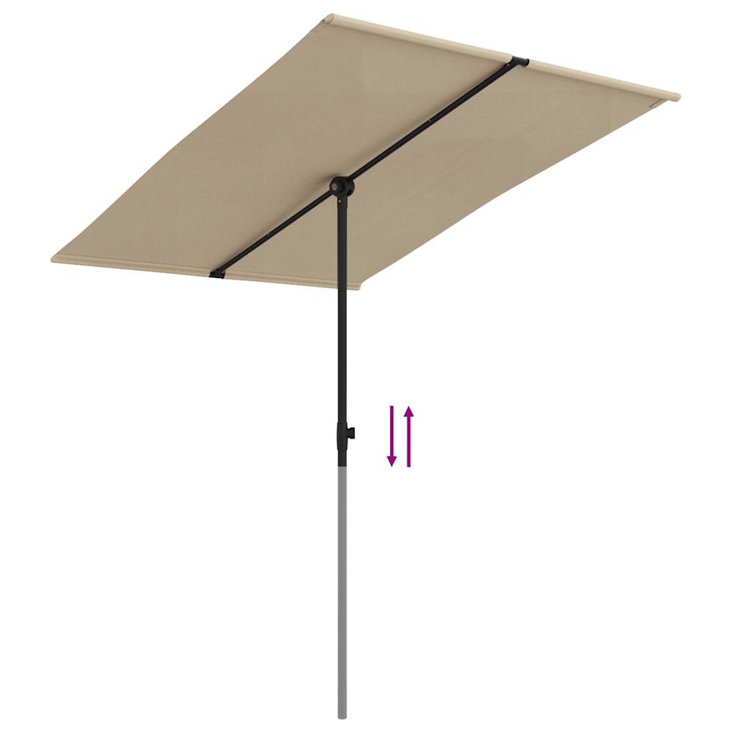 Garden Parasol with Aluminium Pole 2x1.5 m Taupe
