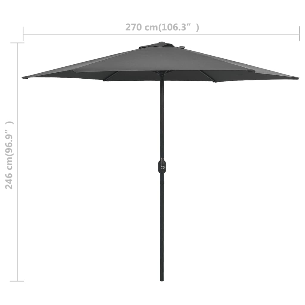 Garden Parasol with Aluminium Pole 270x246 cm Anthracite