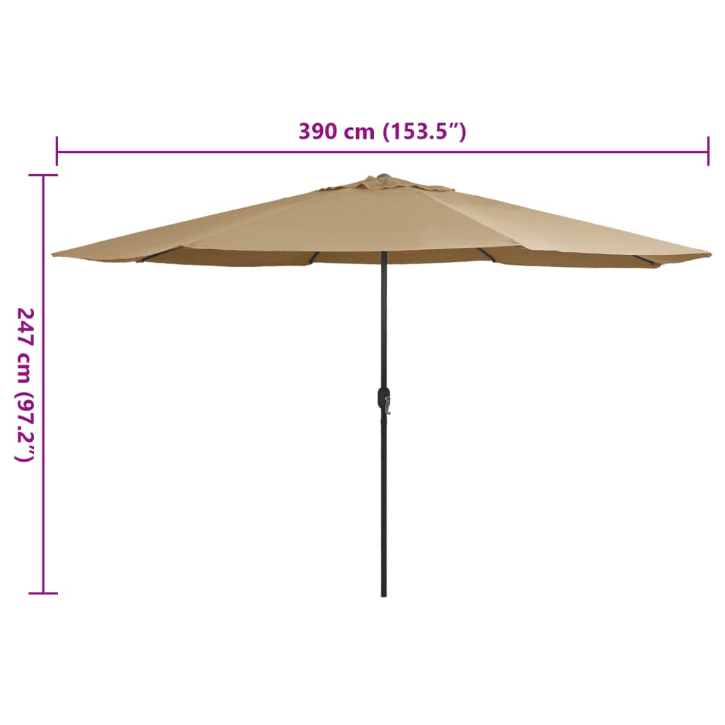 Garden Parasol with Metal Pole 390 cm Taupe