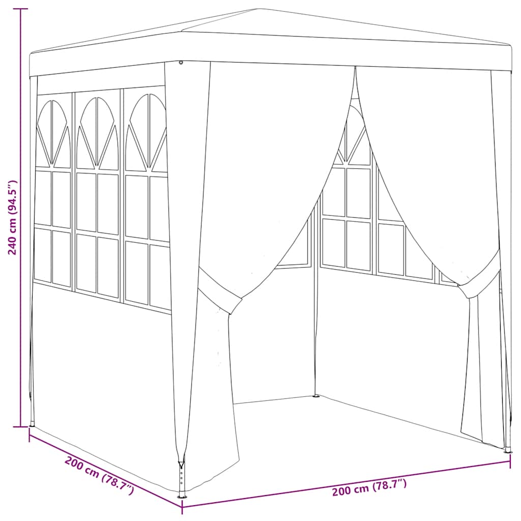 Professional Party Tent with Side Walls 2x2 m Green 90 g/m²