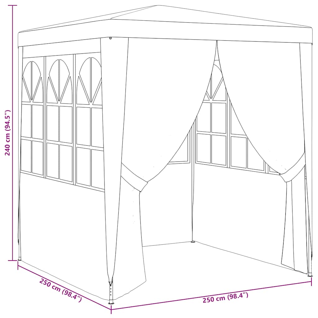 Professional Party Tent with Side Walls 2.5x2.5 m Anthracite 90 g/m²