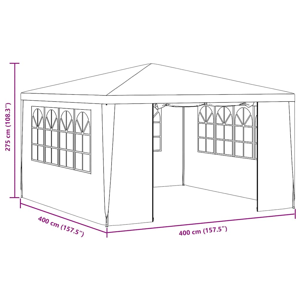 Professional Party Tent with Side Walls 4x4 m Anthracite 90 g/m²