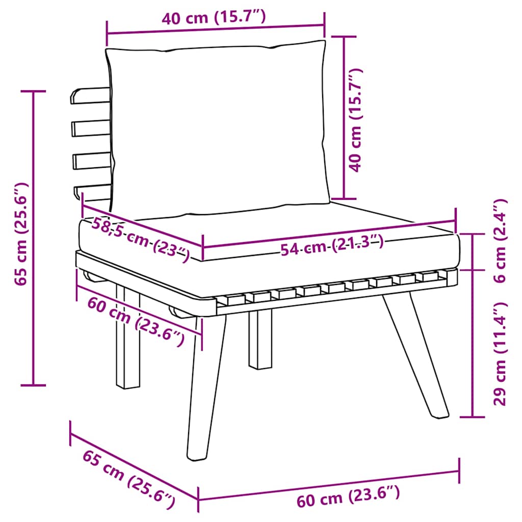 Garden Chair with Cushions Solid Acacia Wood