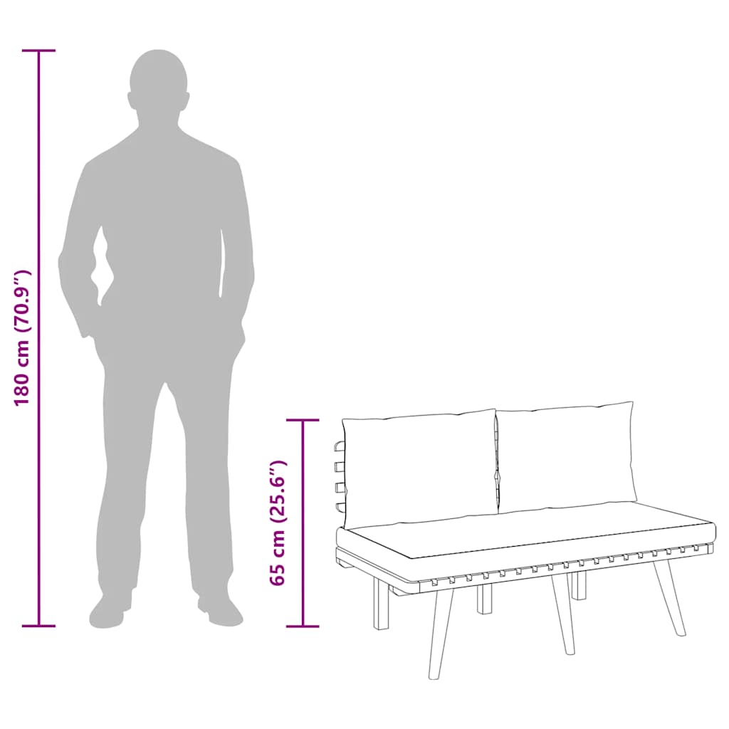Garden Bench with Cushions 115 cm Solid Acacia Wood