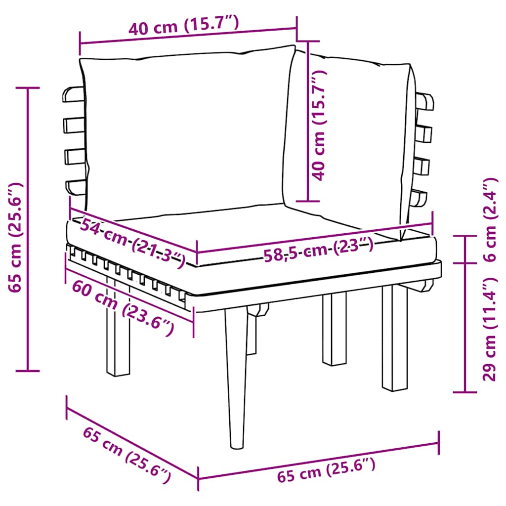 Garden Corner Sofa with Cushions Solid Acacia Wood