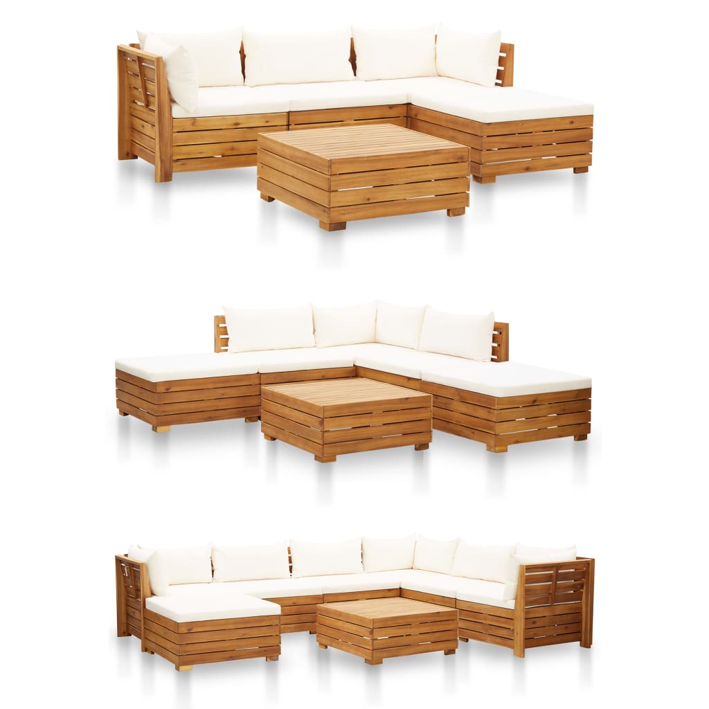 Sectional Footrest 1 pc with Cushion Solid Acacia Wood