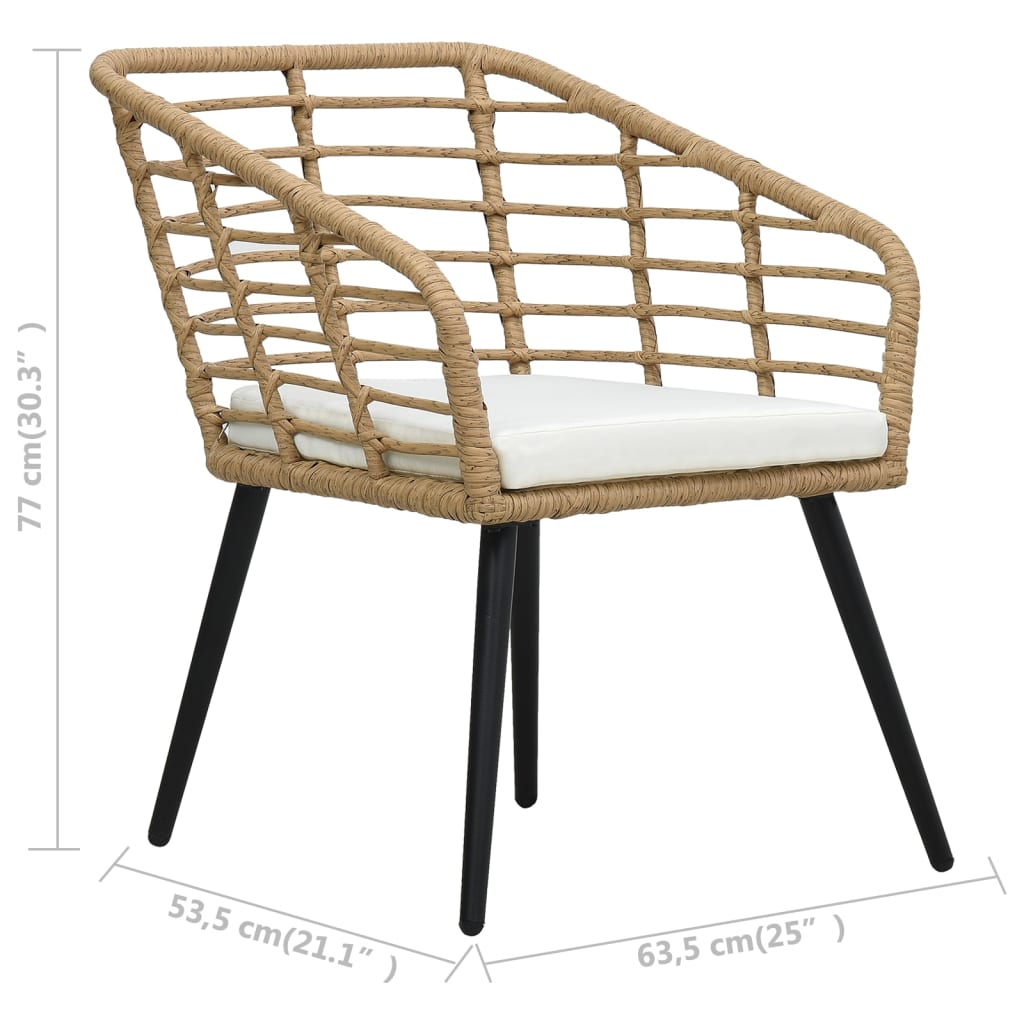 Garden Chairs with Cushions 2 pcs Poly Rattan Oak