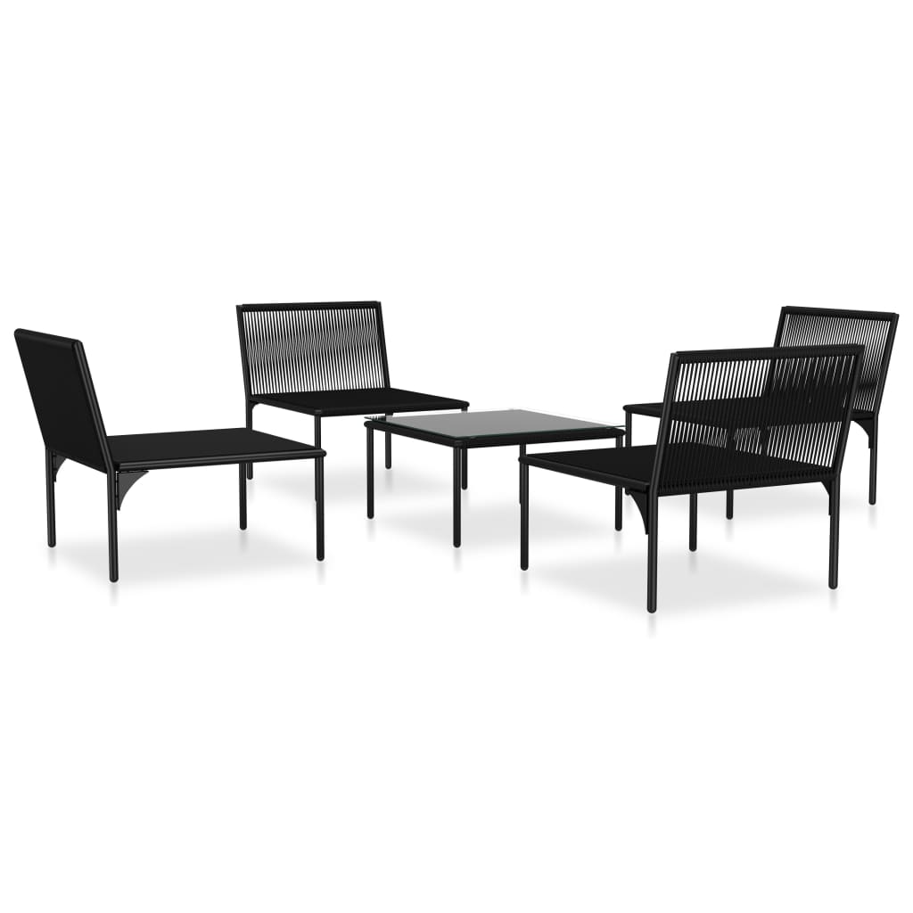 5 Piece Garden Lounge Set with Cushions Black PVC