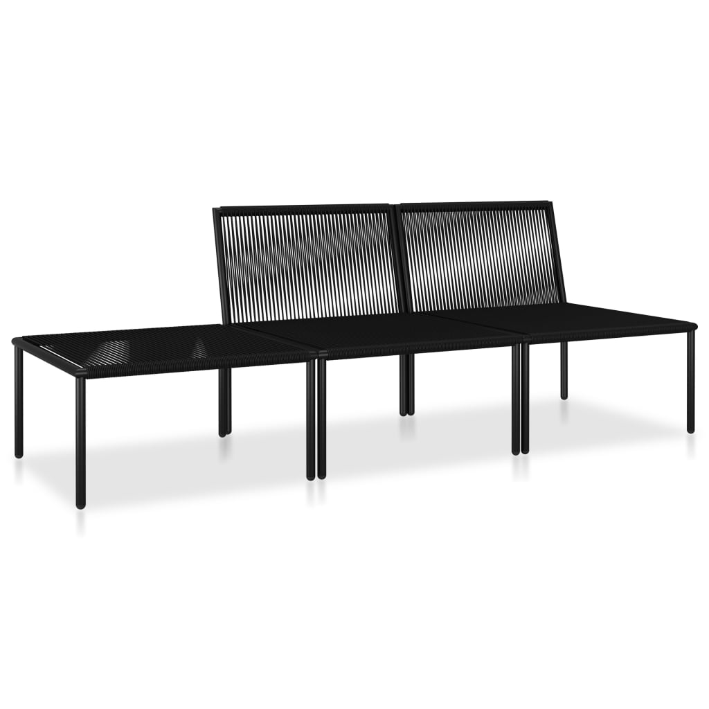 3 Piece Garden Lounge Set with Cushions Black PVC