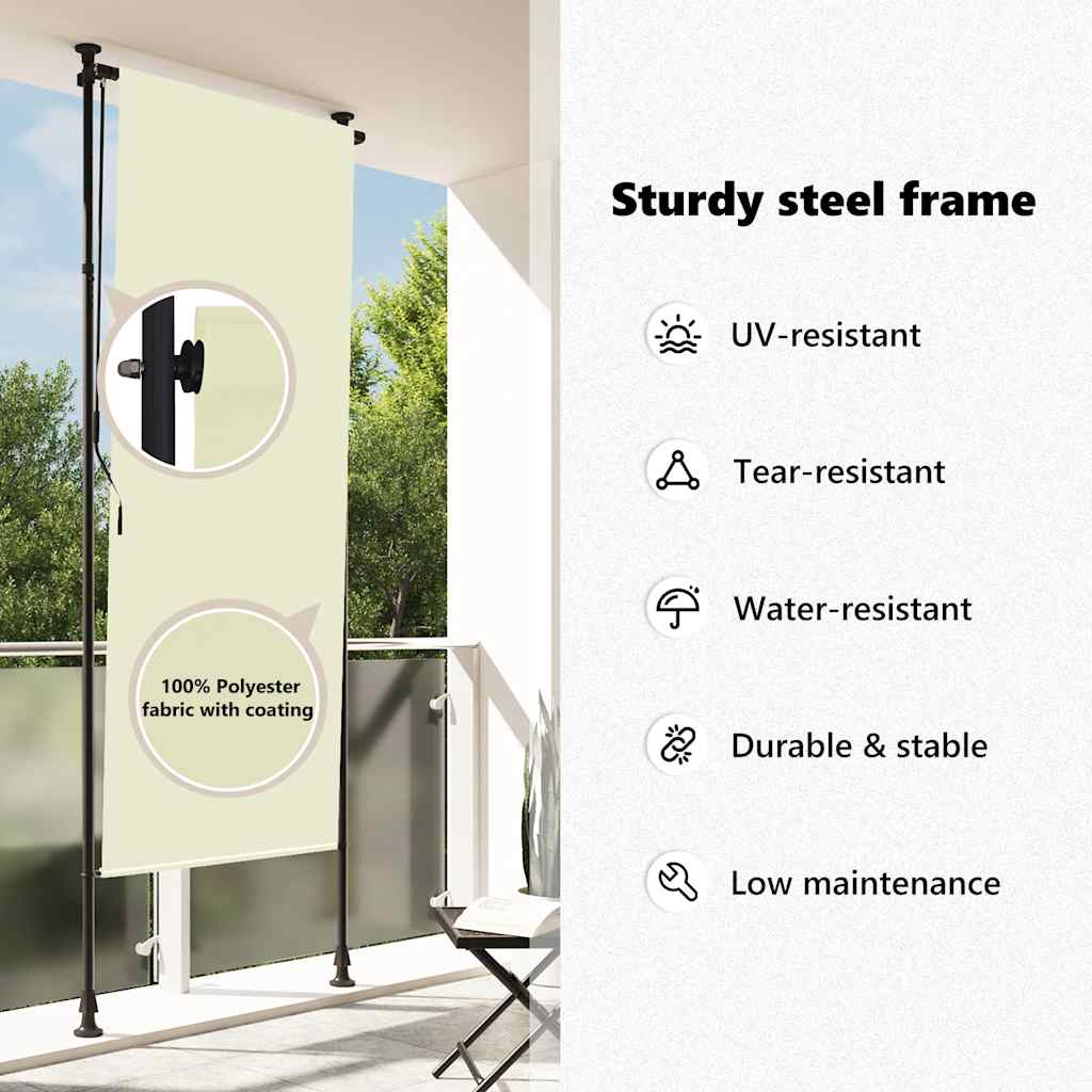 Outdoor Roller Blind 120x270 cm Cream