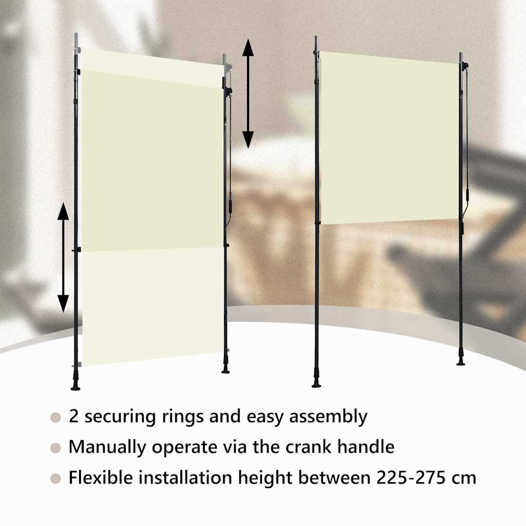 Outdoor Roller Blind 120x270 cm Cream